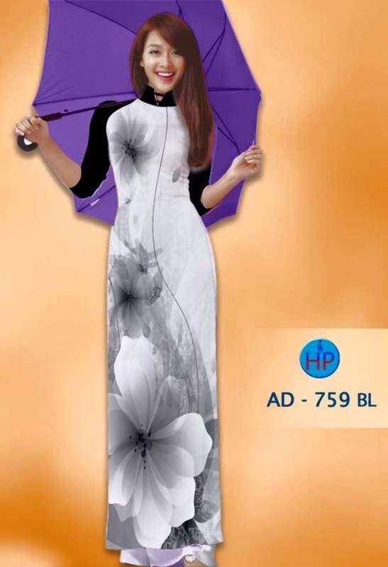 Vải áo dài hoa lớn 3D