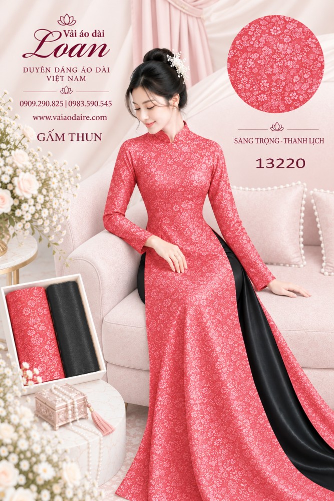 Vải áo dài gấm thun hoa nhỏ