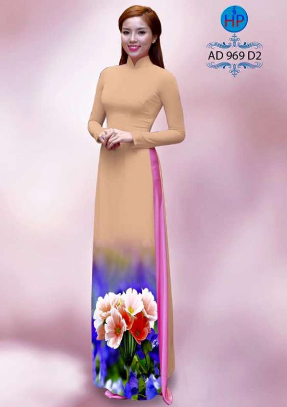 Vải áo dài hoa 3D