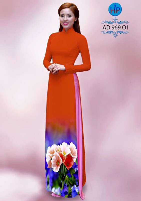 Vải áo dài hoa 3D