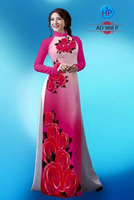 Vải áo dài hoa Hồng 3D-DT 1325