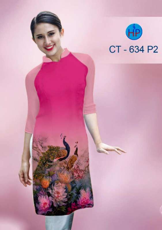 Vải áo dài cách tân chim Công Vải áo dài cách tân chim Công