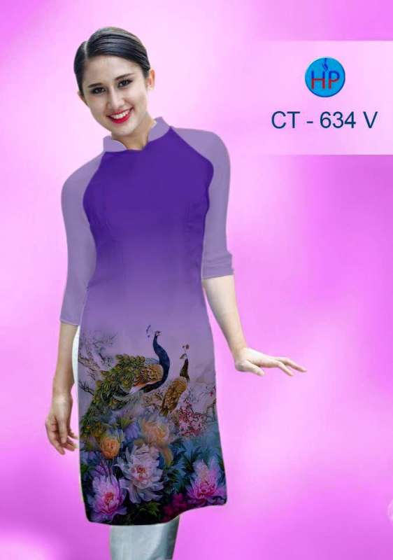 Vải áo dài cách tân chim Công Vải áo dài cách tân chim Công