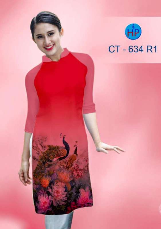 Vải áo dài cách tân chim Công Vải áo dài cách tân chim Công