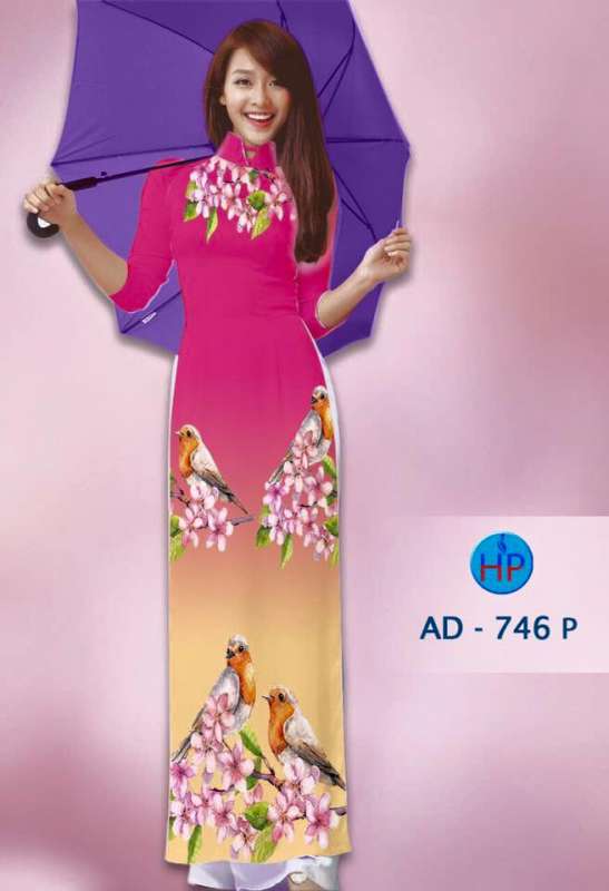 Vải áo dài chim và hoa