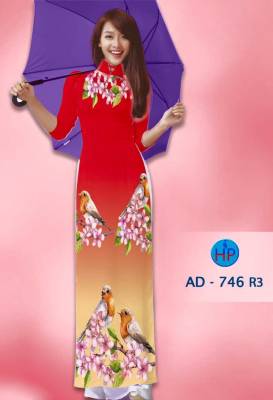 Vải áo dài chim và hoa-DT 1355
