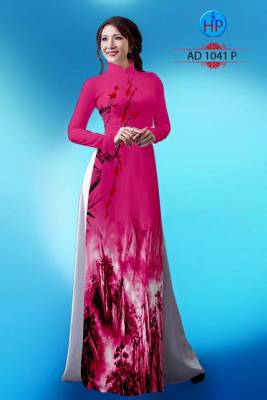 Vải áo dài tranh sơn thủy-DT 1395