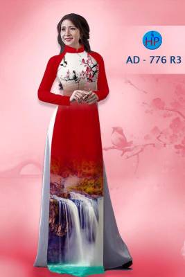 Vải áo dài cảnh thác nước-DT 1458