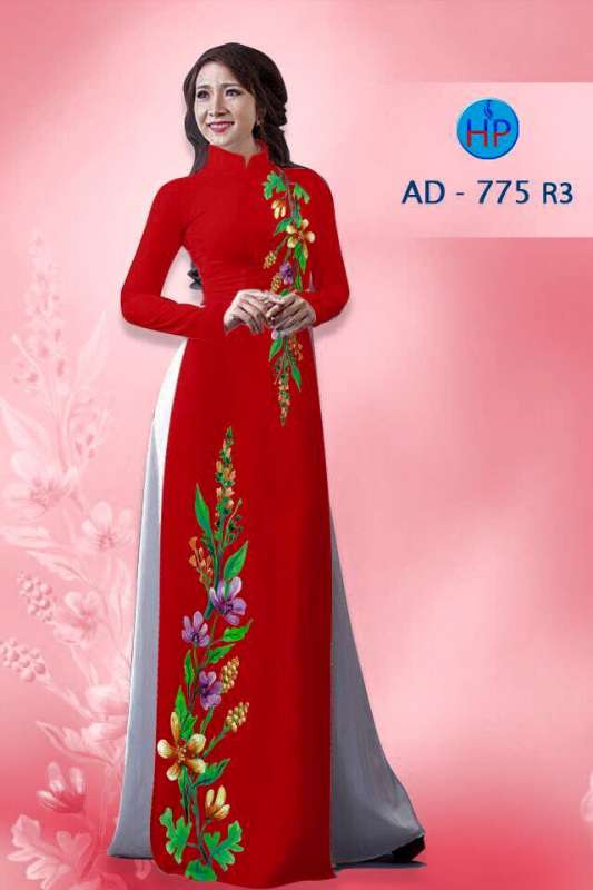 Vải áo dài cành hoa trên dưới Vải áo dài cành hoa trên dưới