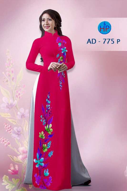 Vải áo dài cành hoa trên dưới