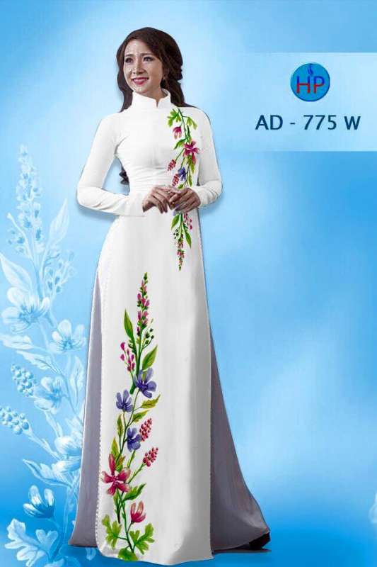 Vải áo dài cành hoa trên dưới