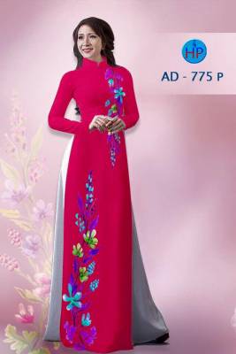 Vải áo dài cành hoa trên dưới-DT 1475