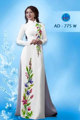 Vải áo dài cành hoa trên dưới-DT 1475