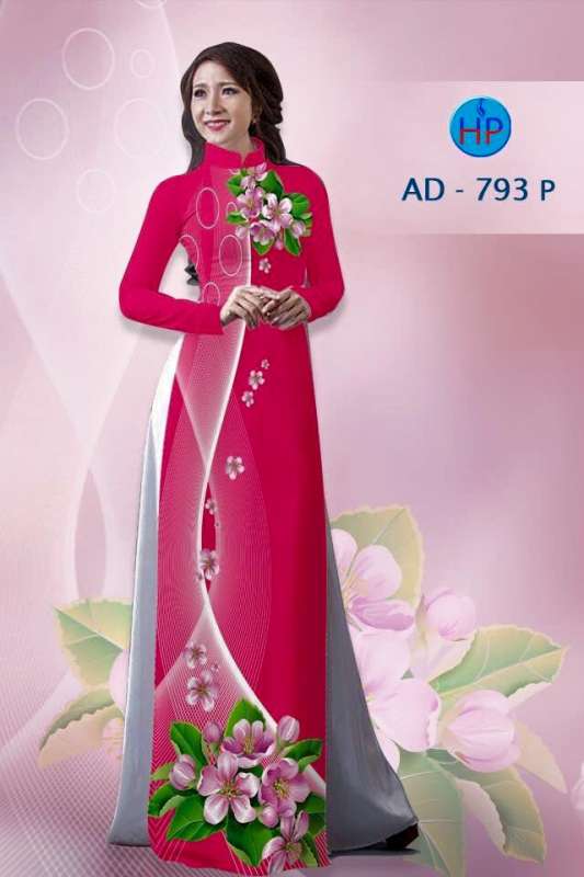 Vải áo dài hoa trên dưới