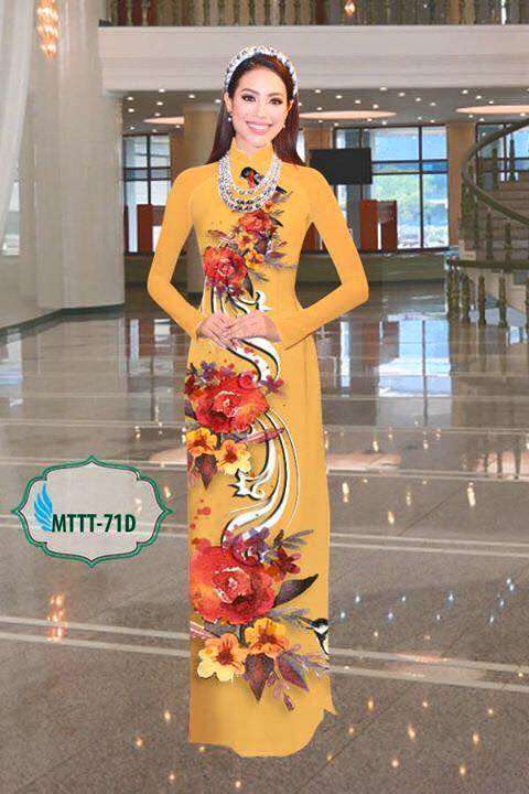 Vải áo dài hoa 3D Vải áo dài hoa 3D