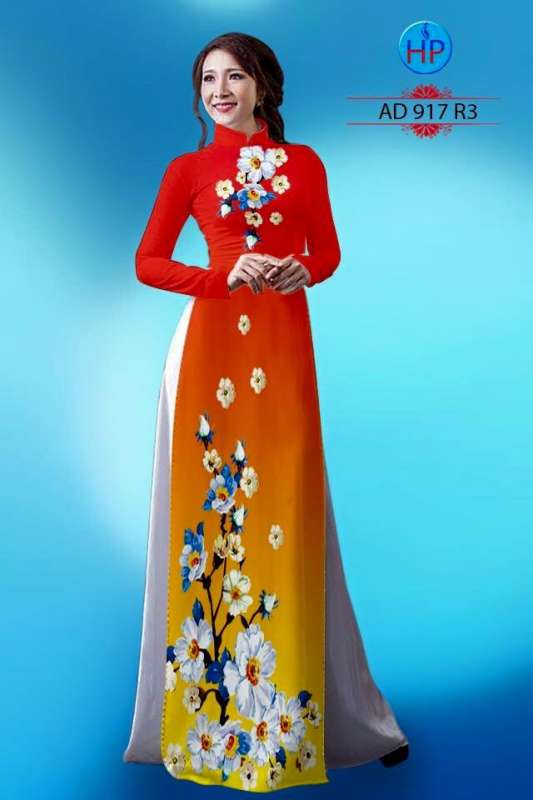 Vải áo dài hoa trên dưới