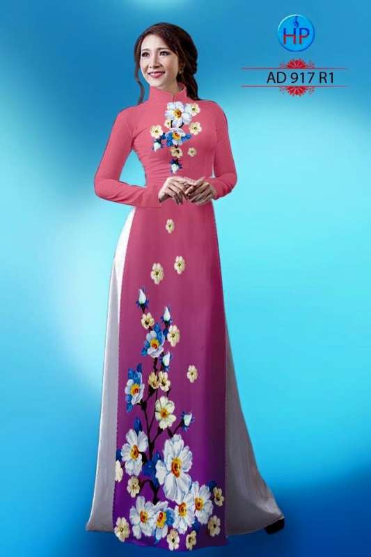 Vải áo dài hoa trên dưới