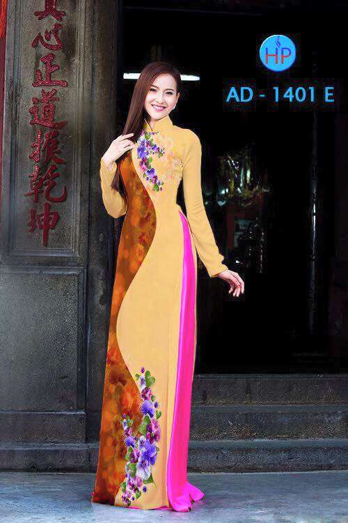 Vải áo dài hoa trên dưới