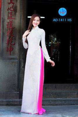 Vải áo dài hoa nét vẽ-DT 1596