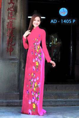 Vải áo dài hoa chạy dọc-DT 1597