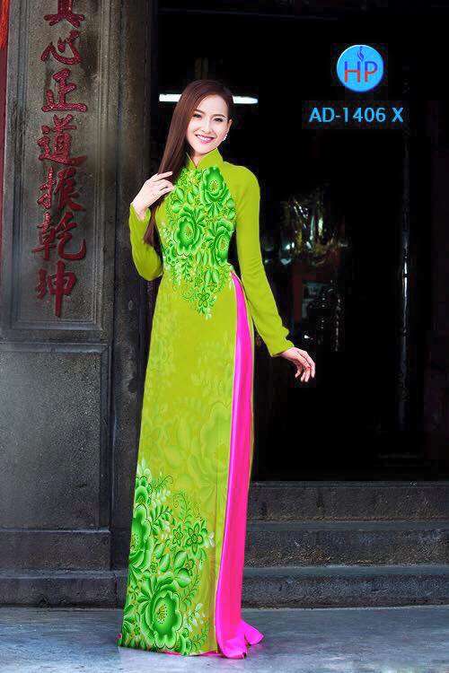 Vải áo dài hoa 3D