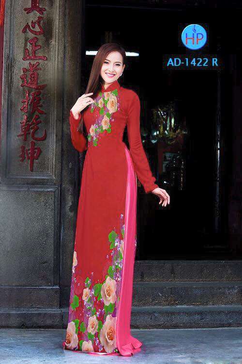 Vải áo dài hoa Hồng
