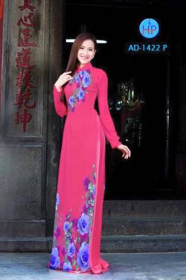 Vải áo dài hoa Hồng-DT 1660