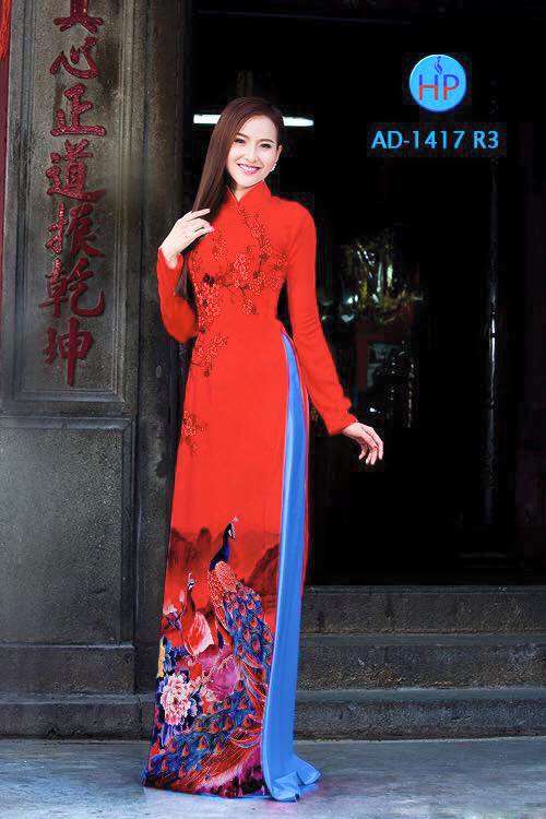 Vải áo dài chim Công