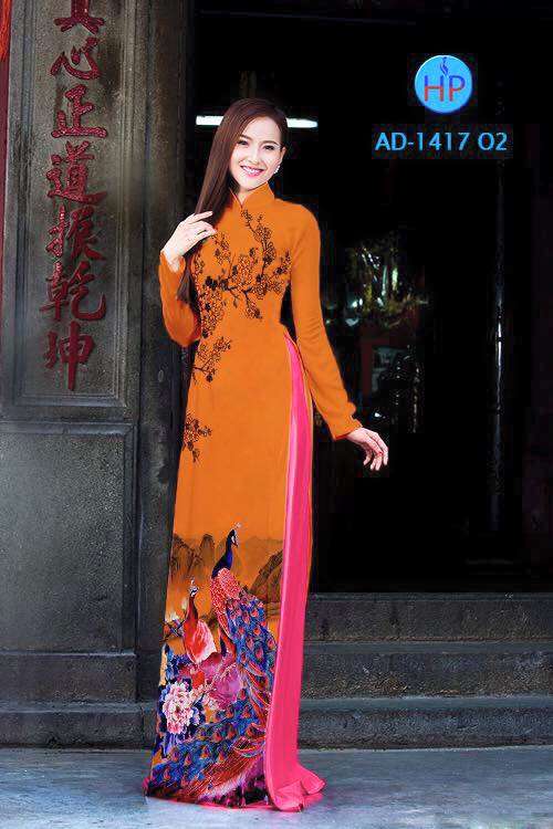 Vải áo dài chim Công