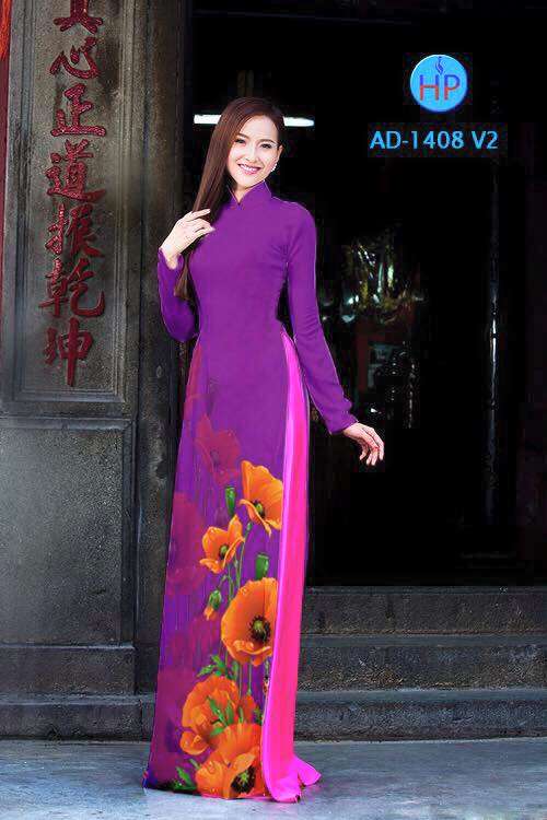 Vải áo dài hoa 3D