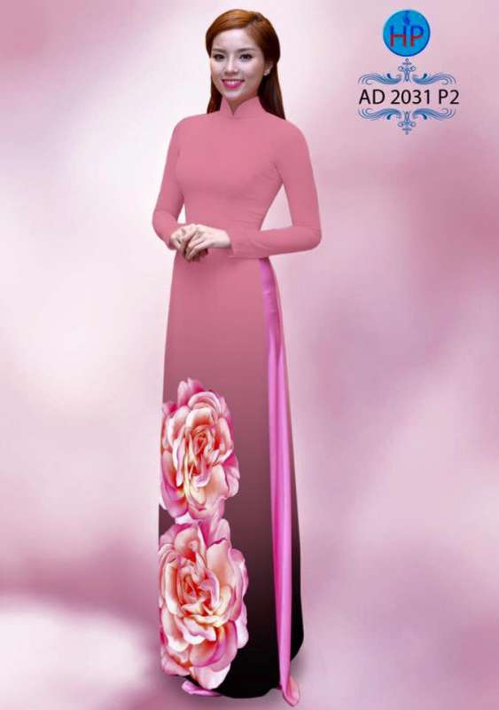 Vải áo dài hoa Hồng