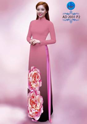 Vải áo dài hoa Hồng-DT 1691