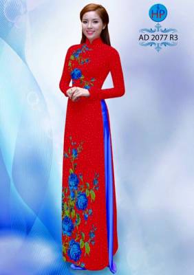 Vải áo dài hoa Hồng-DT 1741