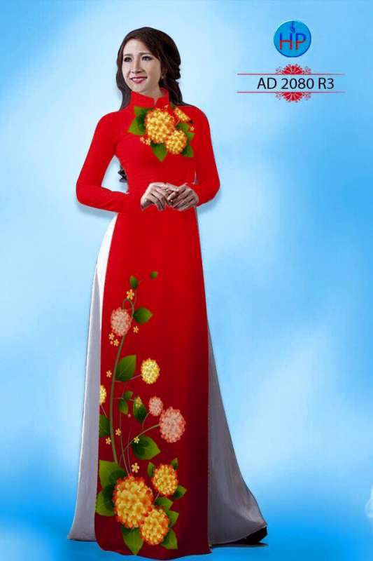Vải áo dài hoa trên dưới
