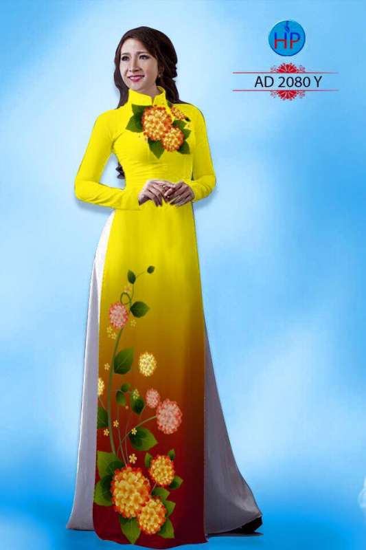 Vải áo dài hoa trên dưới