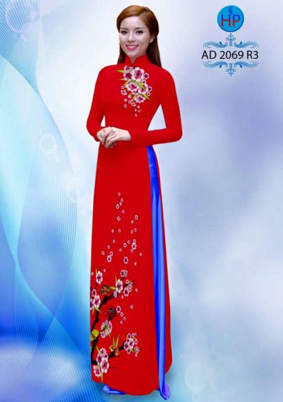 Vải áo dài hoa trên dưới