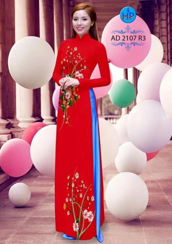 Vải áo dài hoa trên dưới