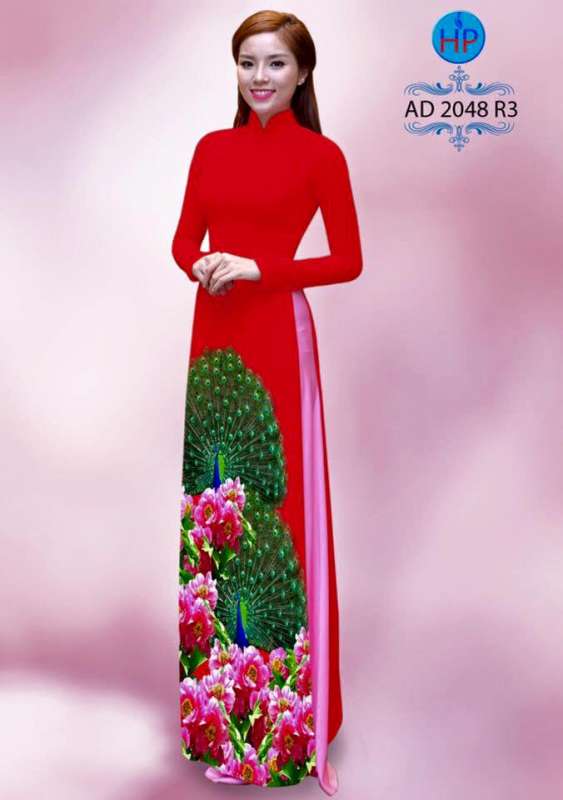 Vải áo dài đuôi chim Công