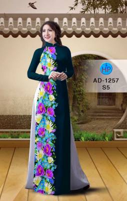 Vải áo dài hoa chạy dọc-DT 1842