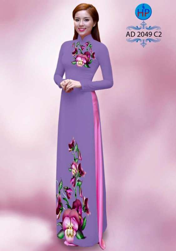 Vải áo dài hoa trên dưới