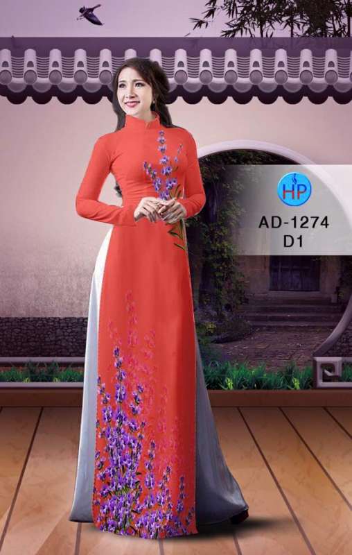 Vải áo dài hoa trên dưới