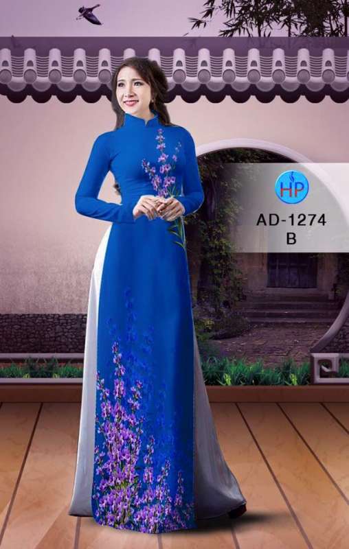Vải áo dài hoa trên dưới