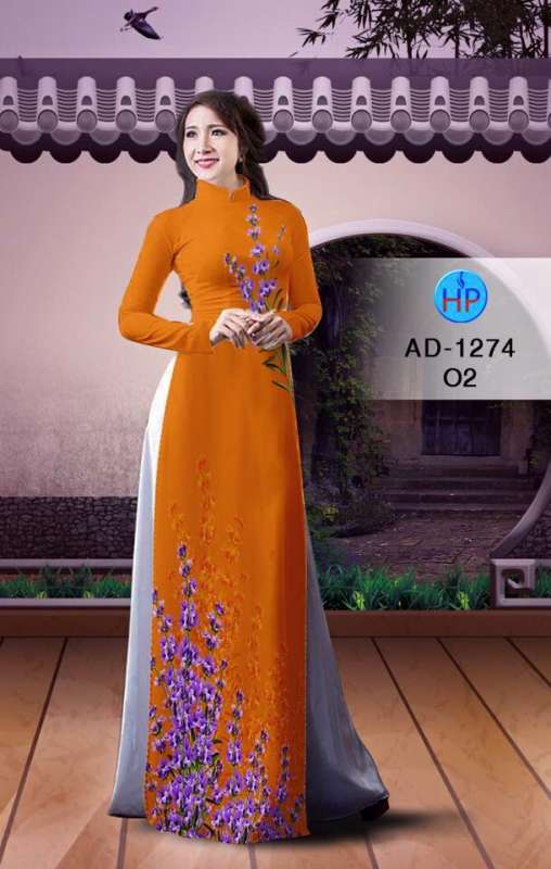 Vải áo dài hoa trên dưới