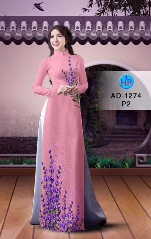Vải áo dài hoa trên dưới