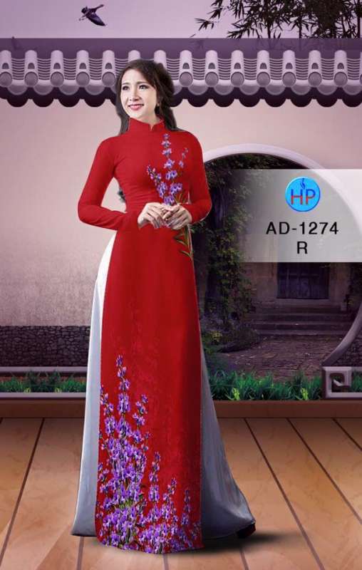Vải áo dài hoa trên dưới