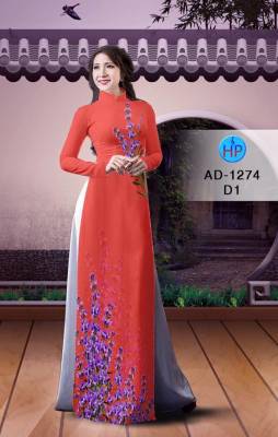 Vải áo dài hoa trên dưới-DT 1856