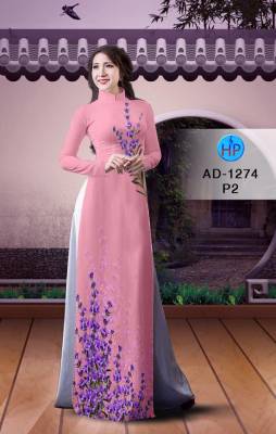 Vải áo dài hoa trên dưới-DT 1856
