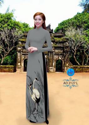 Vải áo dài chim Cò-DT 1858