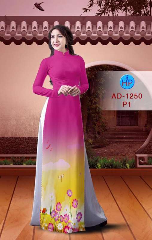 Vải áo dài hoa tà dưới