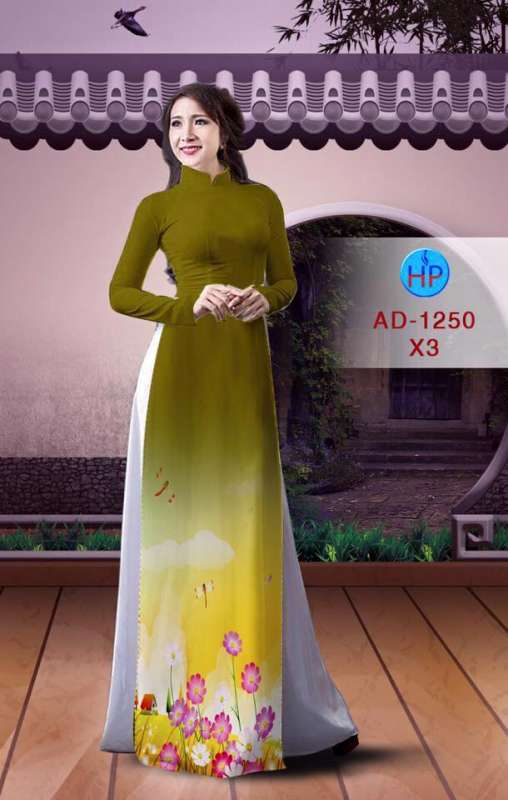 Vải áo dài hoa tà dưới Vải áo dài hoa tà dưới